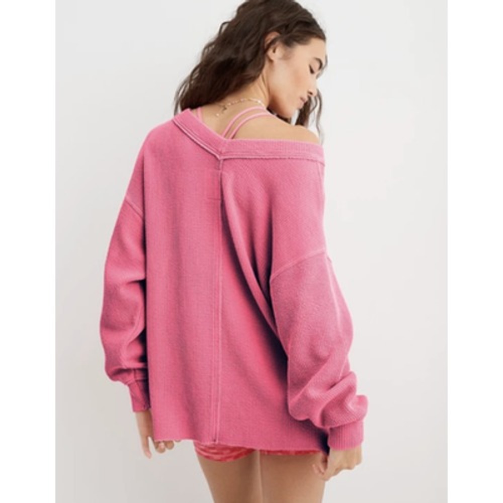 Aerie Wonder Sweater Womens XS Textured Knit V Neck Relaxed Pullover Slouchy